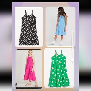 Sleeveless Printed Rib-Knit Swing With Pockets Dress for Girls Bundle